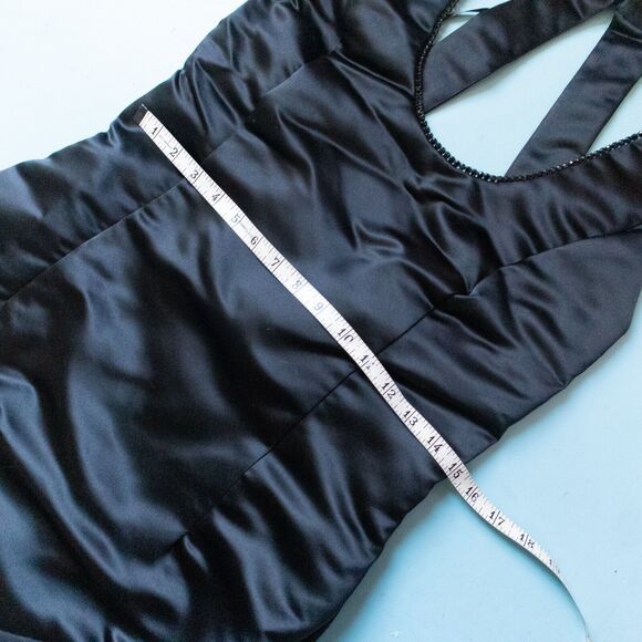 Jessica McClintock Vintage Y2K Black Beaded Halter Fitted Formal Gown Size 12 - Picture 8 of 13